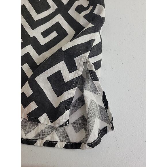 Carole Little Black Embellished Split Neck Linen 3/4 Sleeve Top Womens Sz Medium - Picture 9 of 10